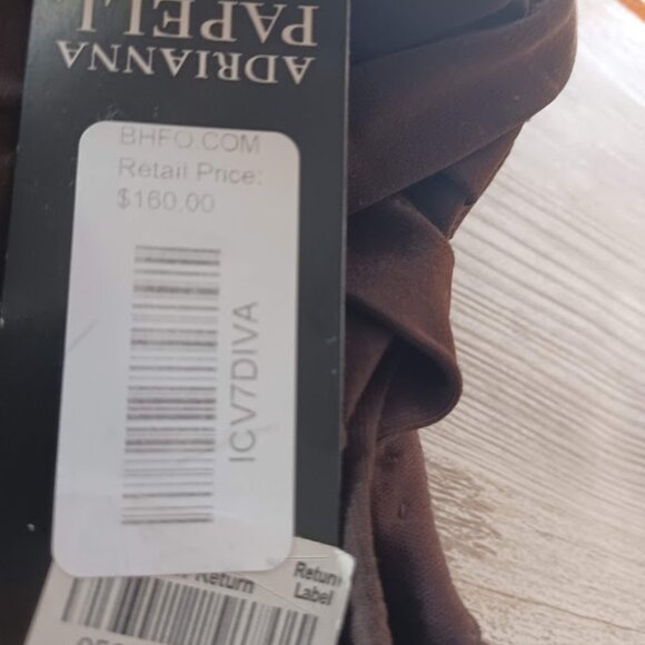 NWT Adrianna Papell Size 14 (Runs Small Fits 8/10) Two-Tone Brown Black Pleated - Picture 4 of 7